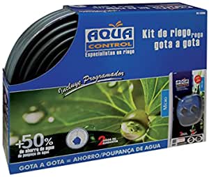 Aqua Control Riego por Goteo para Jardín-Incluye Goteros, Tubería, Microtubo, Reductor de presión, Soportes y Tapones, Kit C4064
